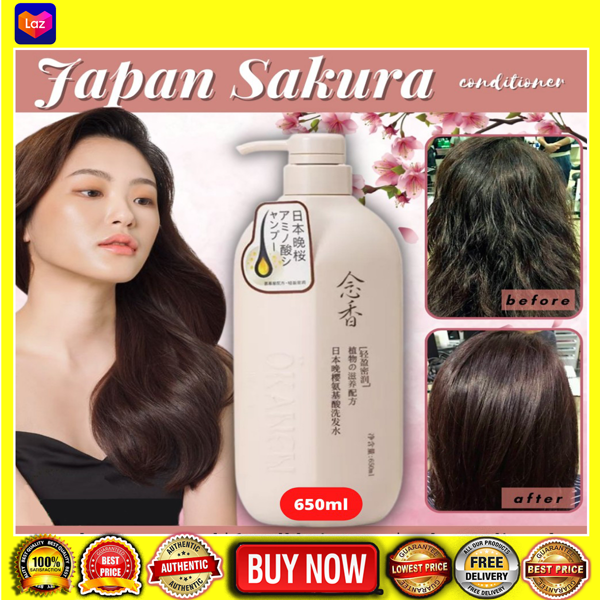ORIGINAL 650ML ORIGINAL AND AUTHENTIC Natural Japanese Sakura Shampoo and Conditioner Japan Hair
