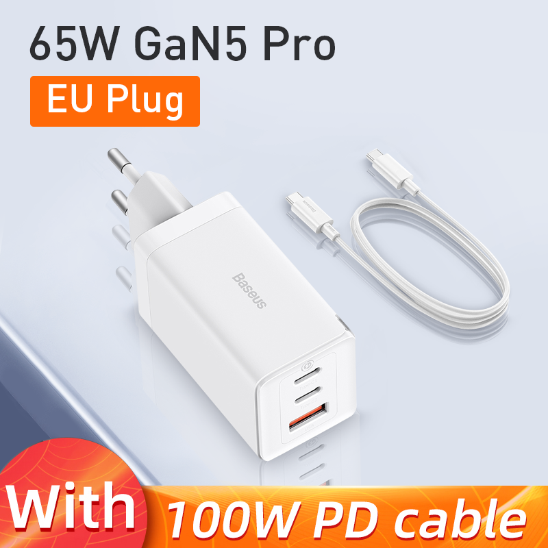 Baseus 65W GAN5 Pro USB Type C Fast Charger Charger Adapter For iPhone  Samsung 