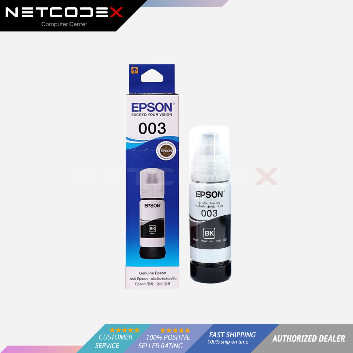 Epson 003 C13t00v100 Black Genuine Ink Bottle For L1110 L3100 L3101 L3110 L3150 L5190 5341