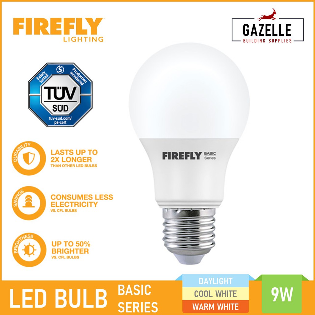 Firefly Basic Series LED Bulb - 9 Watts - Daylight / Cool White