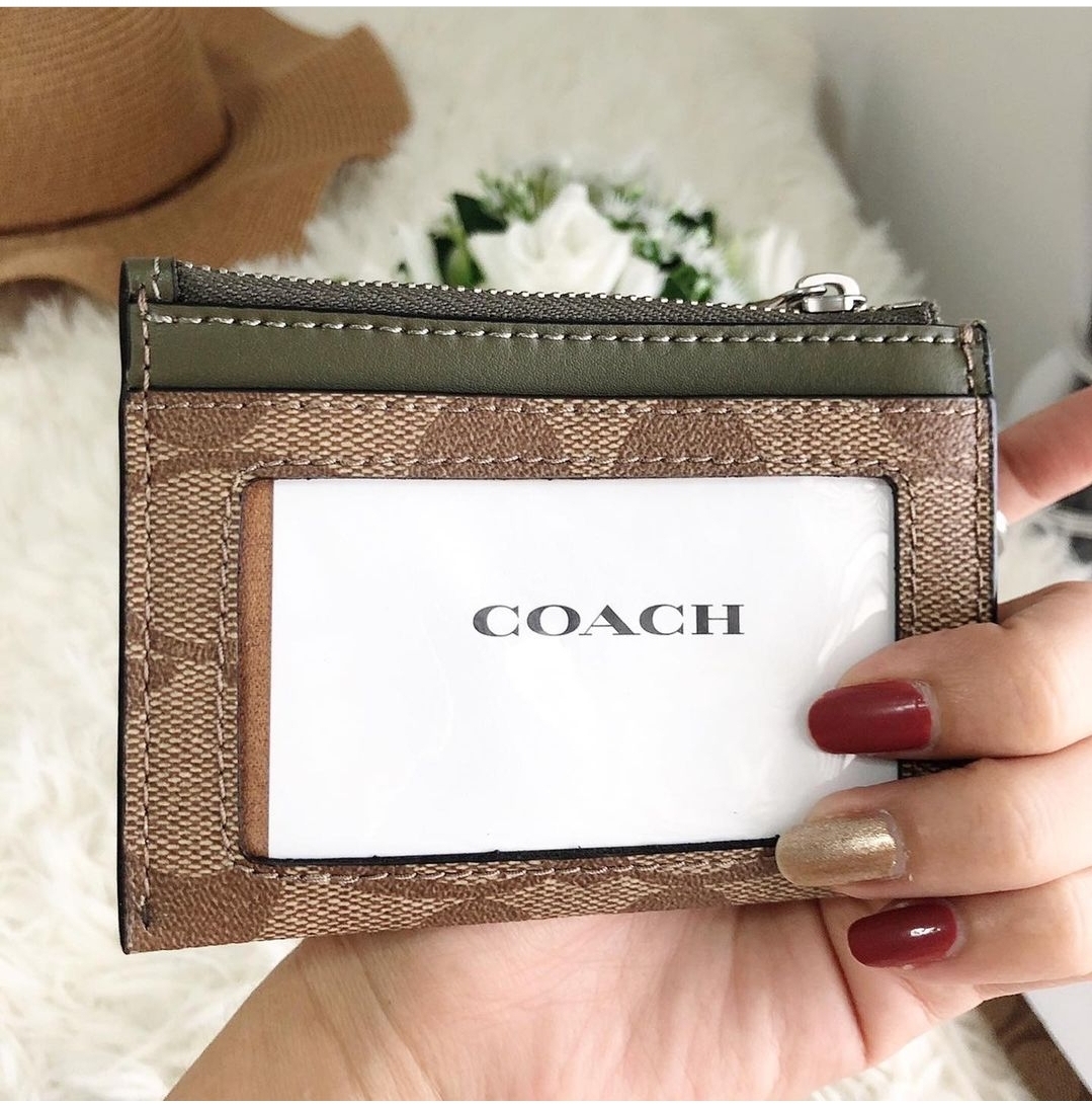 COACH Mini Skinny ID Case Card Coin Key Canvas Classic Wallet Saddle –  TOMEGALLMALL