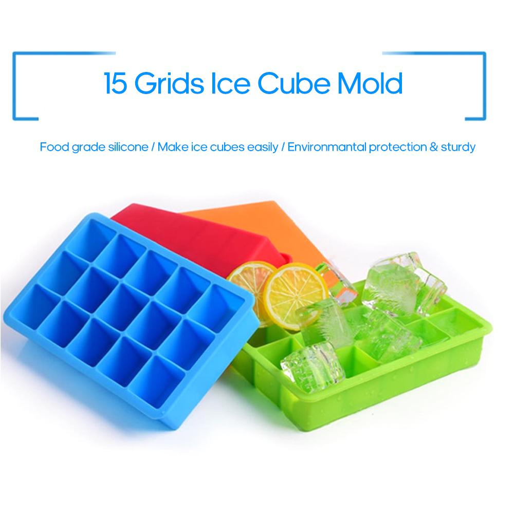Silicone Square 15/24 Grid Large Ice Cube Tray Maker Mold Mould Tray Jelly Tool 