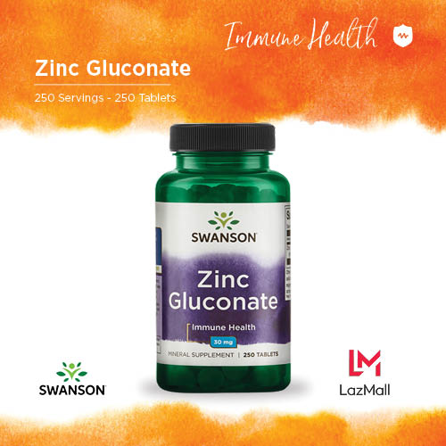 Complément Alimentaire Zinc (Gluconate) Swanson - 30 Mg Par Comprimé, Flacon De 250 Comprimés - Neuf