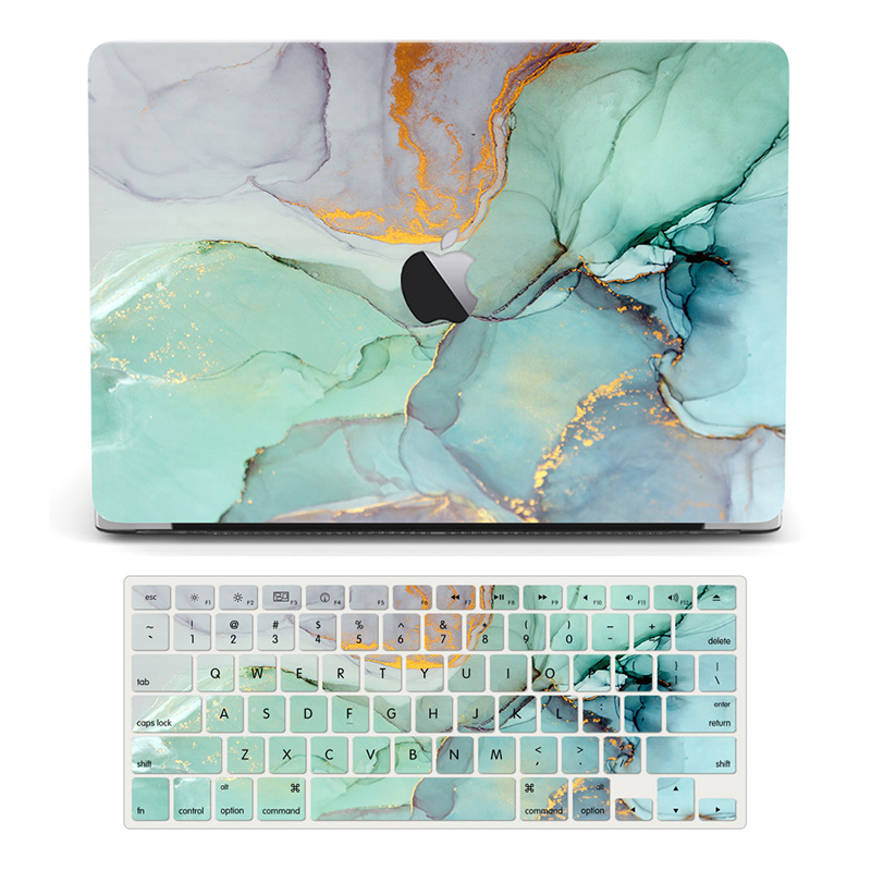 Bronzing Marble Texture Case for New MacBook Air Pro 13 11 Inch Model A1932 A2179 A2337 M1 Chip with Touch ID 2018 2019 2020 Lightweight Soft Touch Hard Laptop Protective Shell Keyboard Keypad Cover