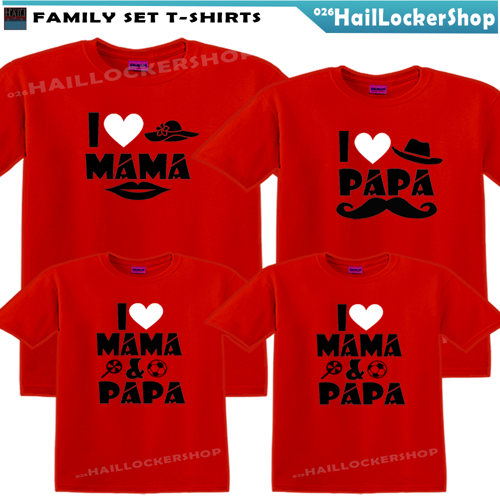 I Love Mama and Papa Graphic Design Print T-Shirt 1pcs