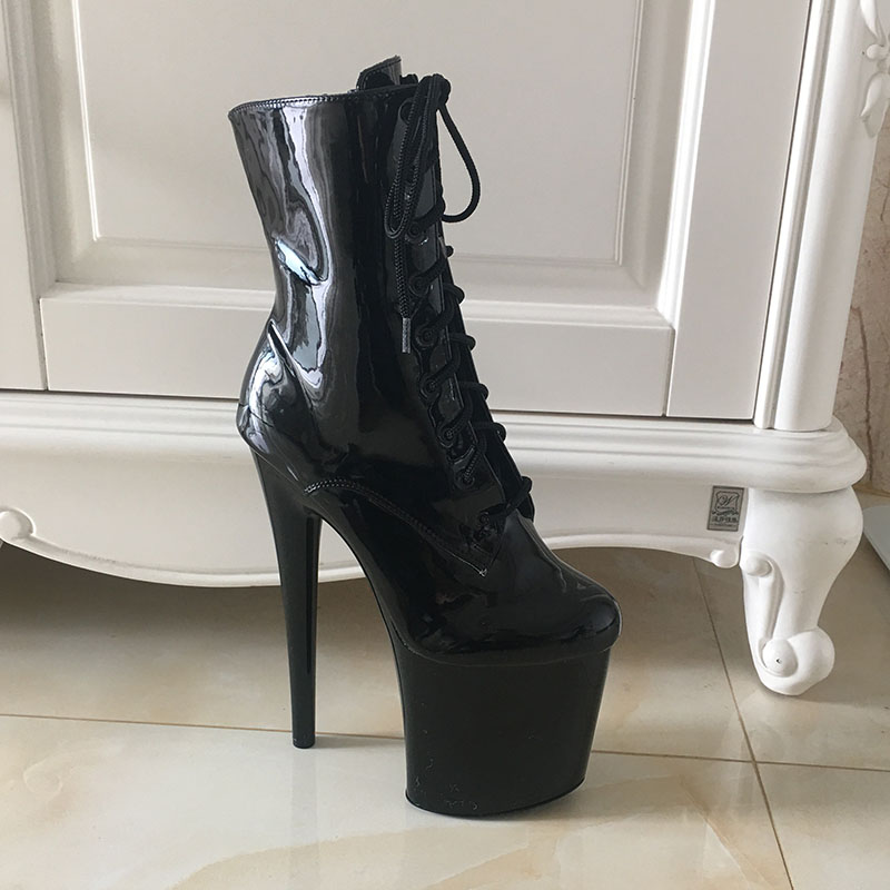Denova's Women's Patent Very High Heel Big Size Pole Dancing Ankle Boot