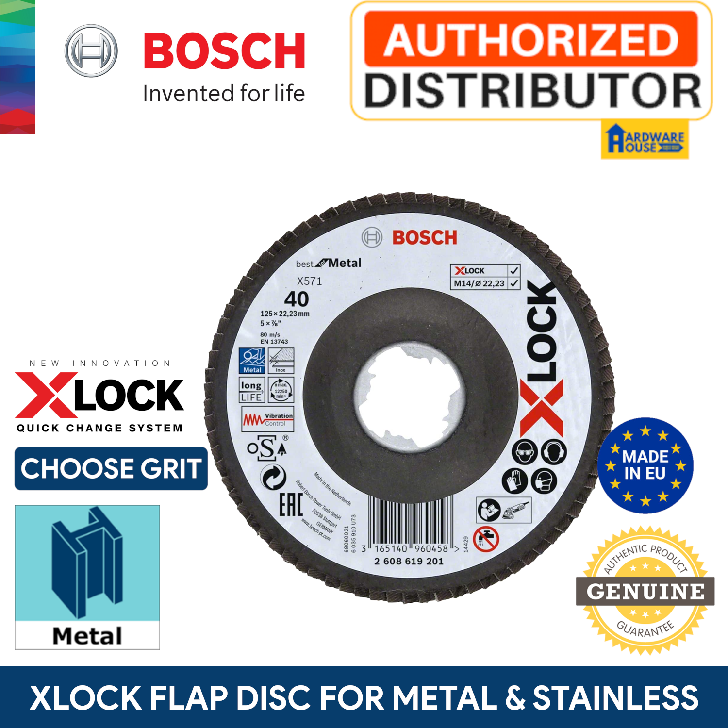 ORIGINAL Bosch XLock Flap Disc Best for Metal Stainless Steel INOX