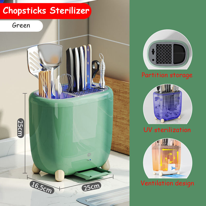 Household Chopsticks Sterilizer Spoon and Fork Storage Box with Drain