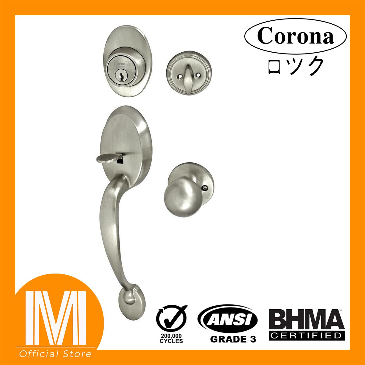 Corona Lockset Entrance Handleset Door Knob Lock and Deadbolt Single