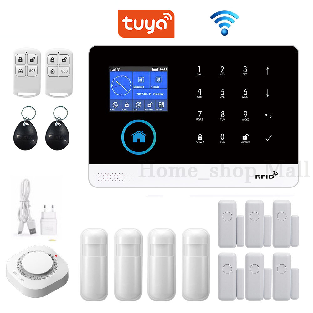 Wireless WIFI GSM Burglar Alarm System TUYA APP Control US Plug Smart