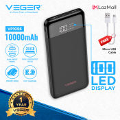 VEGER VP1056 10000mAh Slim Powerbank with LED Display