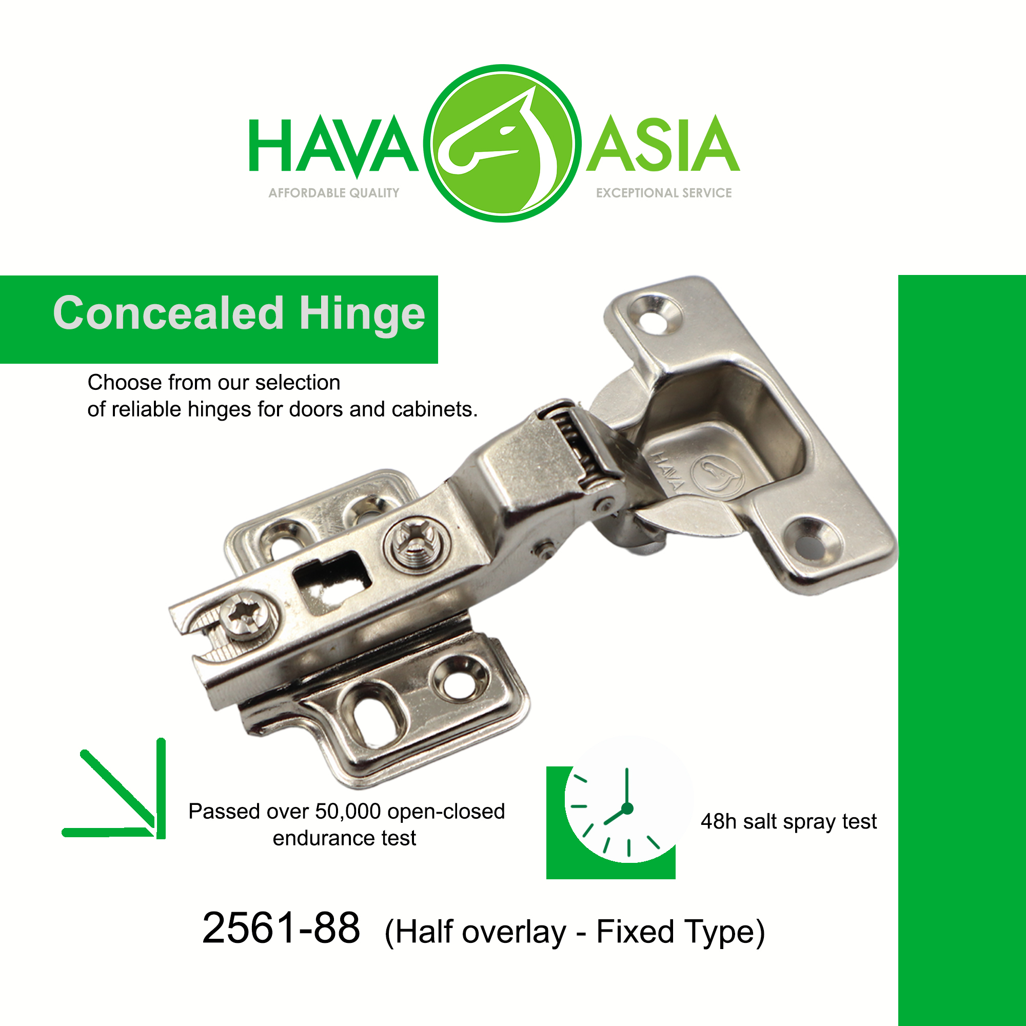 HavaAsia HEAVY DUTY CONCEALED HINGES FIXED TYPE INSTALLATION 100 DEGREE