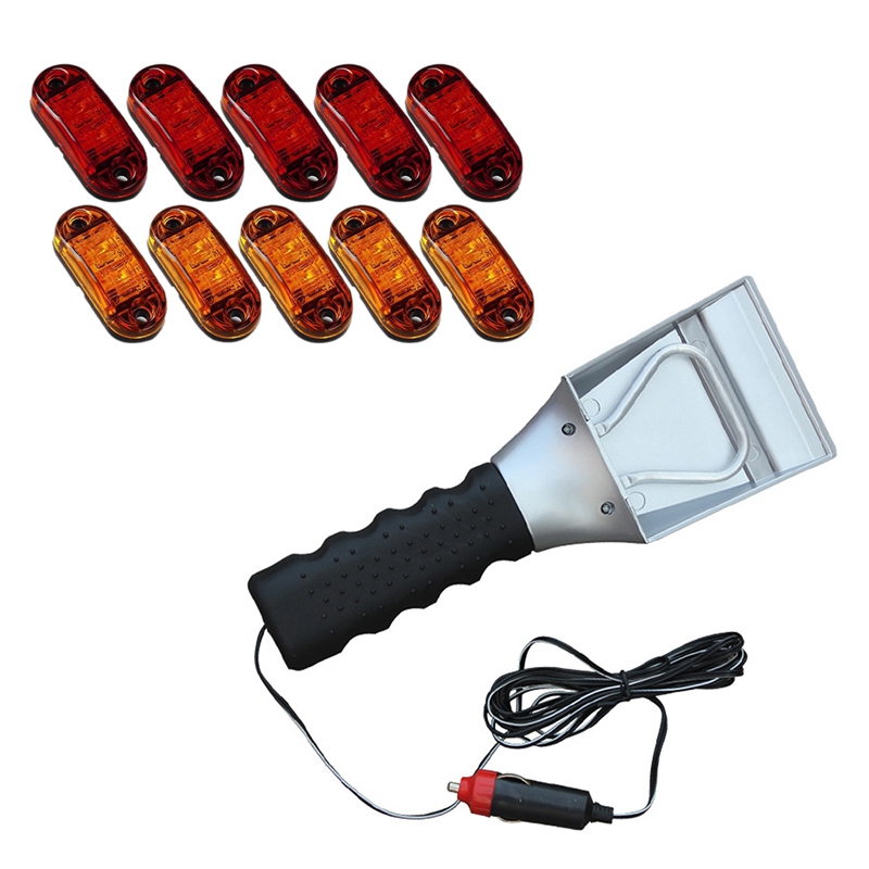 10x 2.5 Inch Side Clearance Marker Light & 1x Electric Heated Car Ice Scraper Automobiles C-Igarette Lighter Snow Shovel