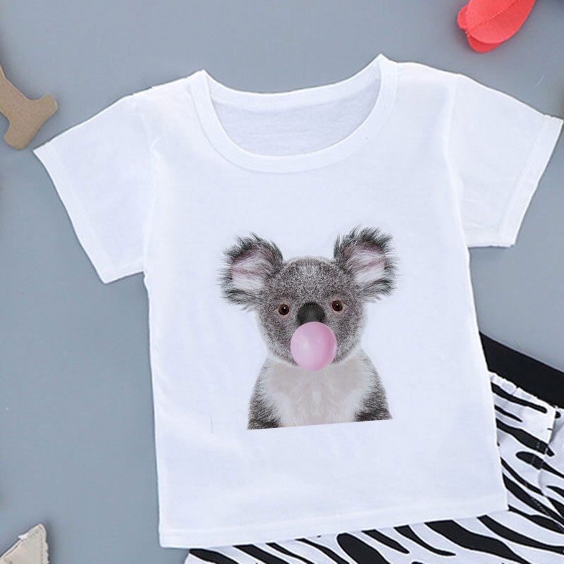 Koala Panda Cute Printing Kids Shirt Kawaii Boys Tops Leisure Girl