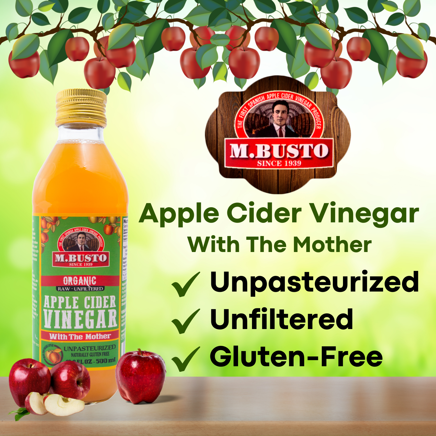 Buy 6x500 ml M. Busto (Since 1939) - Raw Apple Cider Vinegar - Non