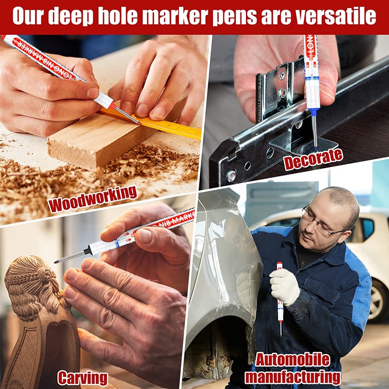 8 Multi-Purpose Deep Hole Marker Pens Long Nosed Marker Deep Drill Hole ...