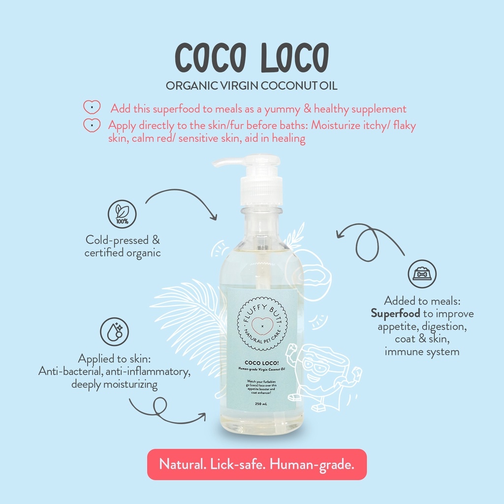 Fluffy Butt Coco Loco Organic Humangrade Virgin Coconut Oil (250mL
