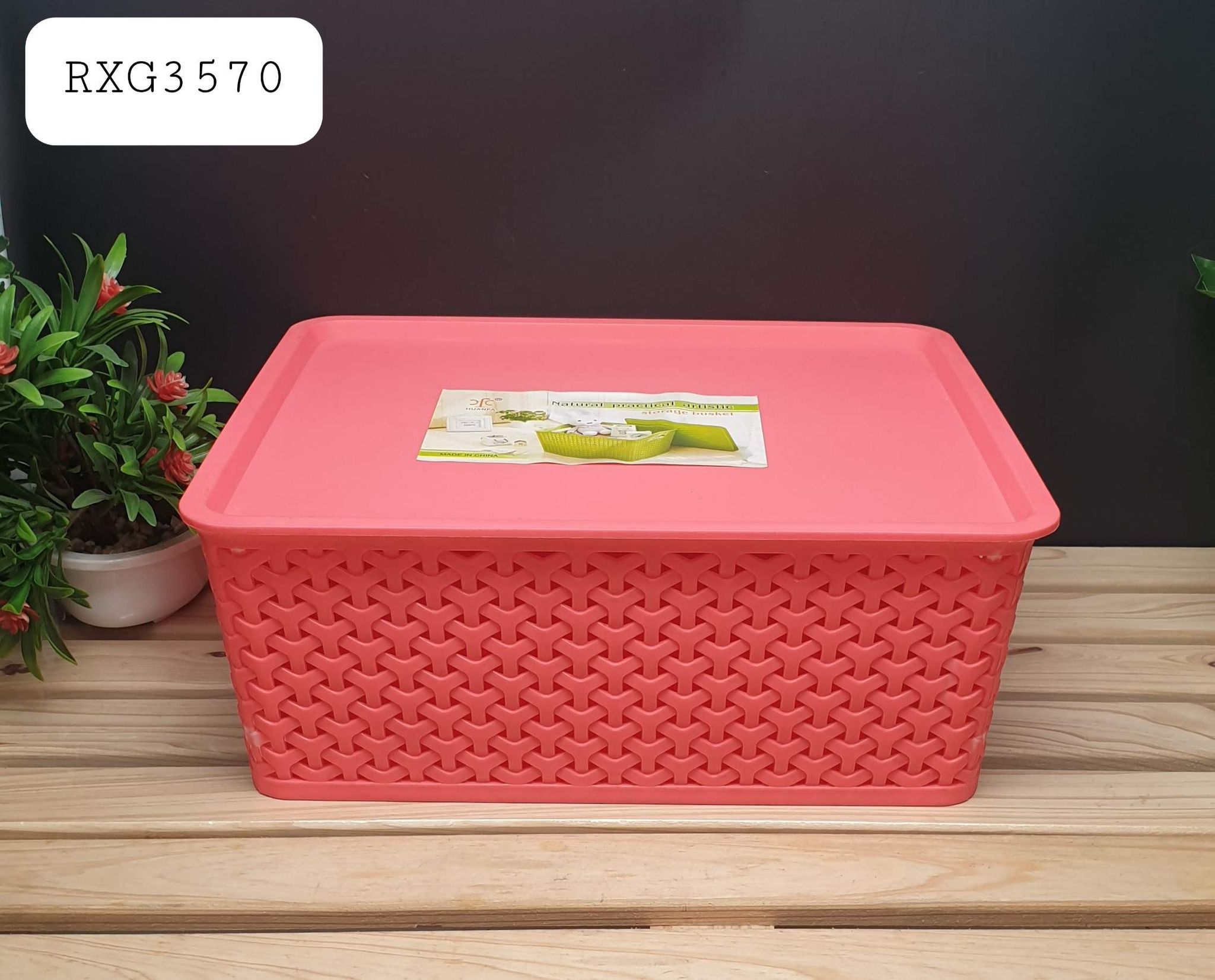 Plastic Woven Basket with Lid (RXG3570) Lazada PH