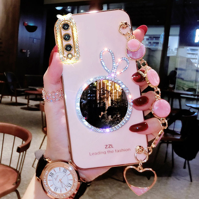 AnDyH Precise camera protection case For Vivo S1 cases Bunny makeup mirror with gemstone bracelet