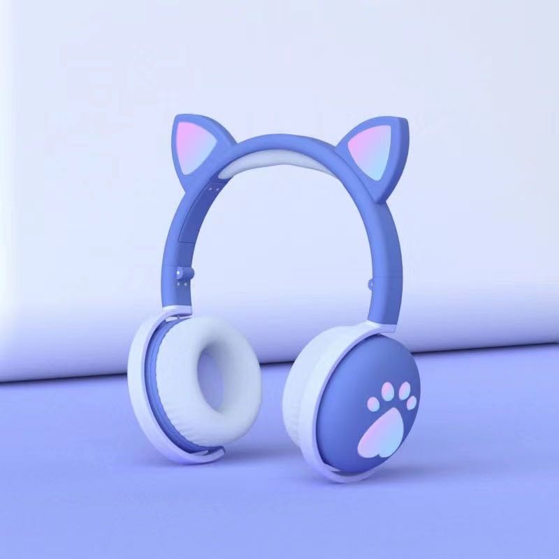 【DVK】 BK1 Music Wireless Cat Ear Headphone with LED Light Foldable
