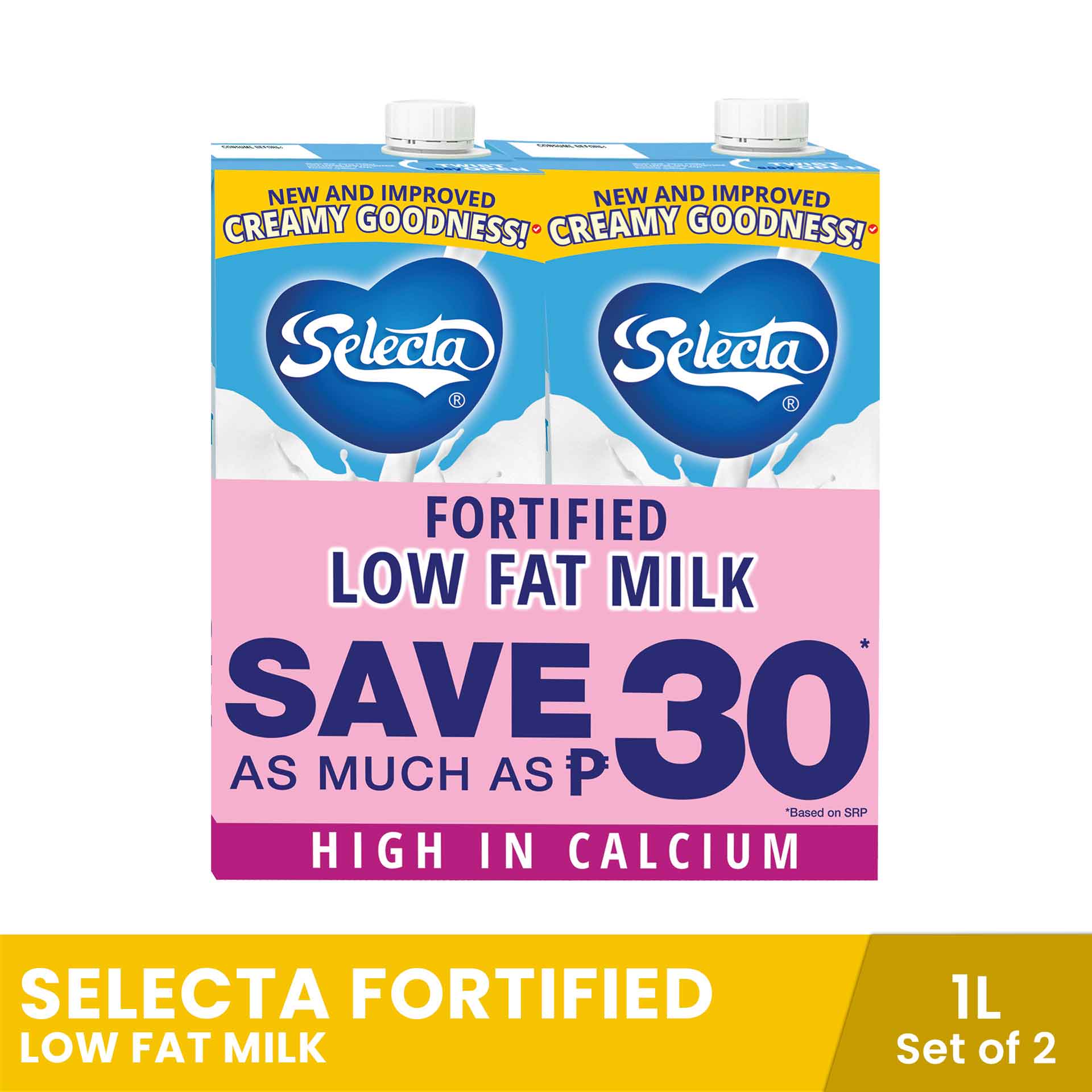 SELECTA Fortified Low Fat Milk 1L Set of 2, Save P30, children's milk