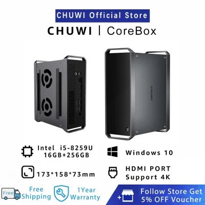 CHUWI Official CoreBox Mini Desktop-PC | Intel Core i5-8259U CPU 3.8Ghz | 16GB + 256GB SSD | Support 4K decoding | Dual Brand Wifi BT4.2 1 Year Warranty