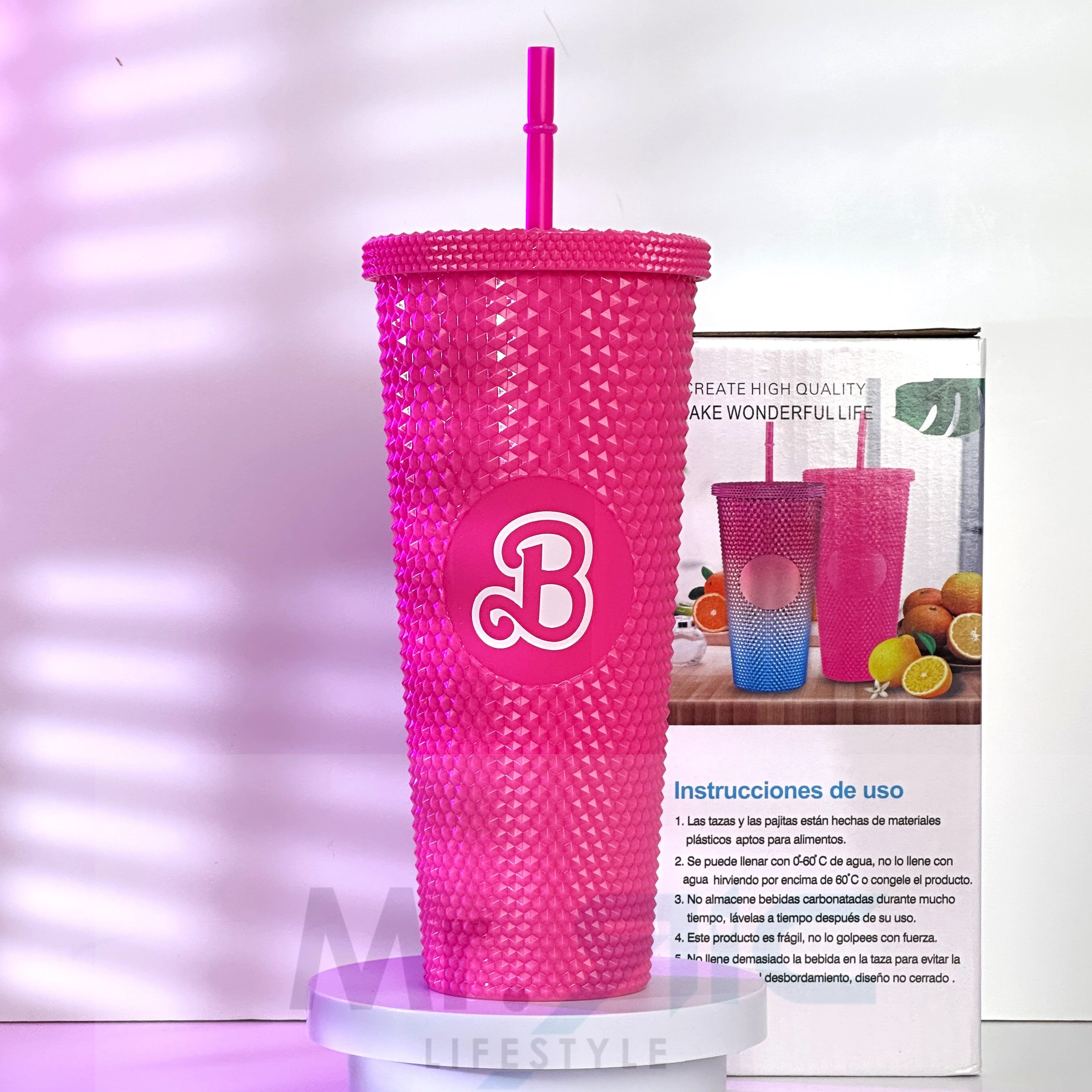 Hogg 24oz Studded Tumbler with lid and straw, DIY, Customizable with Bling  or Glitter, Reusable Textured Venti Cup, Double Wall Insulated (24oz with  circle, Black) 