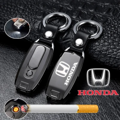 Honda Lighter USB Flashlight Multi-function Car Motorcycle Metal Keychain for Men Gift