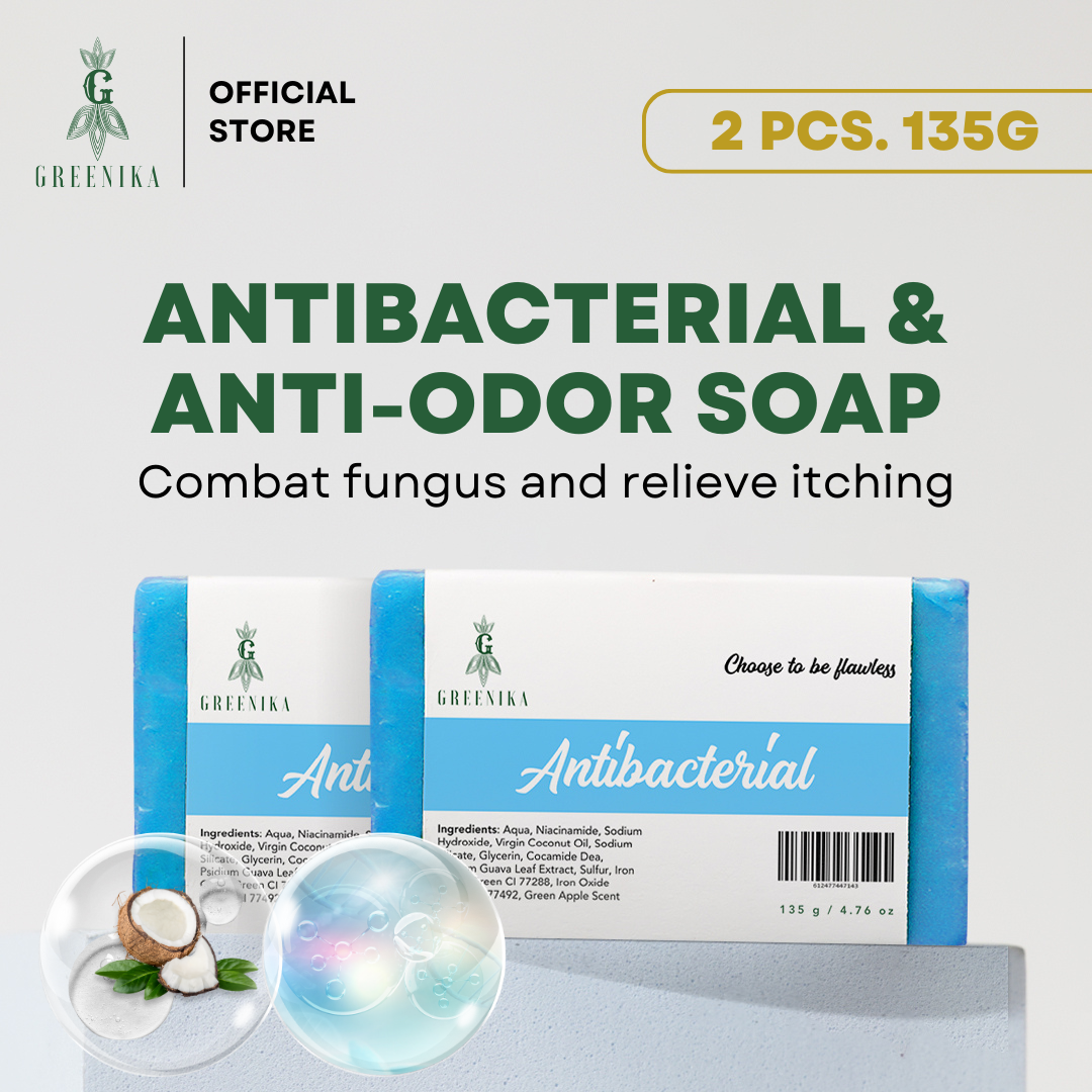 ANTI-BACTERIAL ANTI-ODOR Greenika Antibacterial Soap Organic  Anti-Sweat Anti-Fungal Anti-Itch Anti-Inflammatory Relives Itchiness and  Redness
