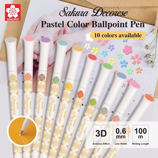 Sakura Penna A Sfera Decorazione Decorese Pastel: Set 5 Colori Fruity, DB206P5 A, Giapponese - 3