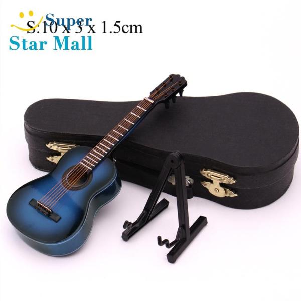 Supermall Mô Hình Thu Nhỏ Guitar Mini Bộ Sưu Tập Mô Hình Nhạc Cụ Mini Bằng Gỗ Thu Nhỏ Guitar Cổ Điển