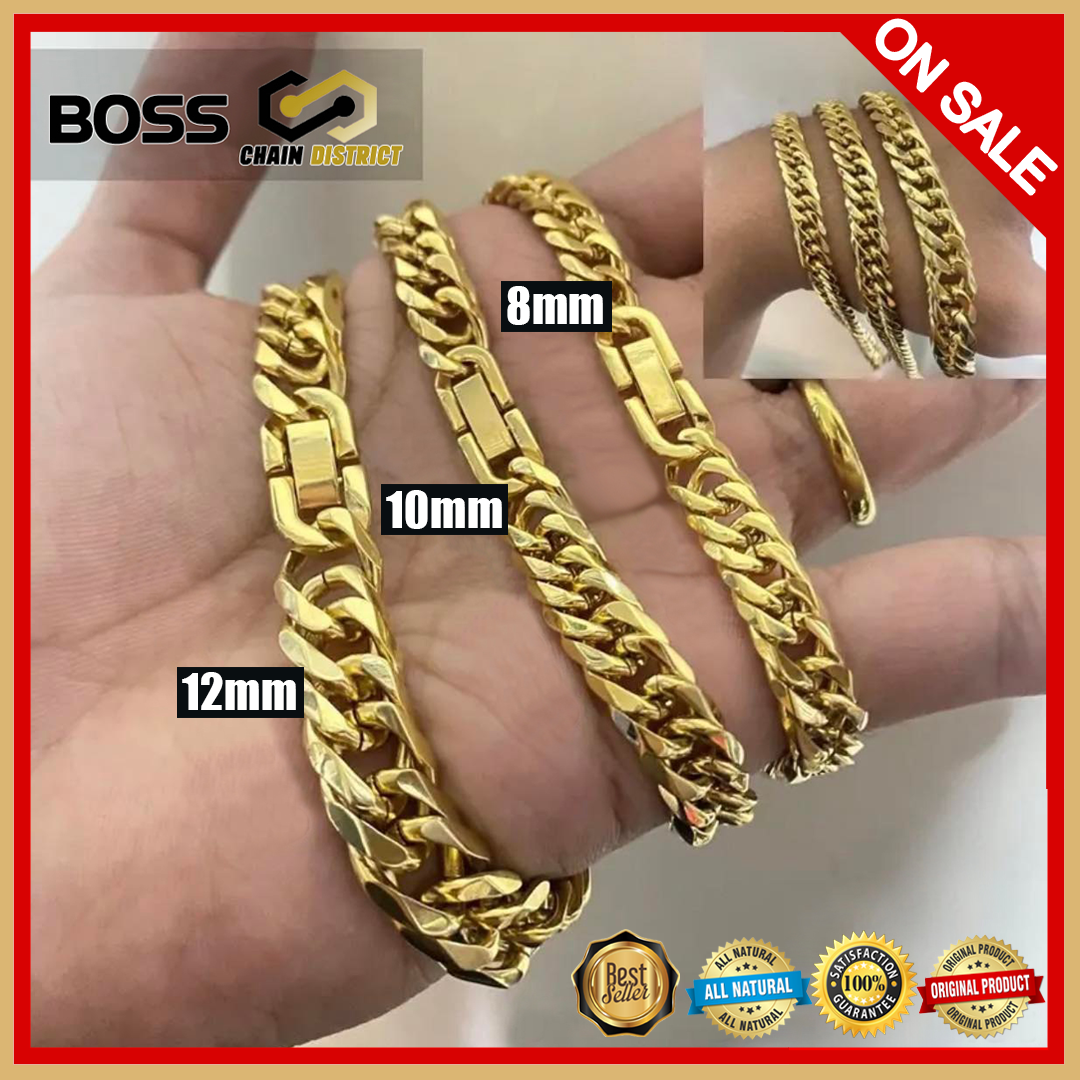 BOSS CHAIN EXCELLENT QUALITY GOLD JAPAN GOLD MENS CUT BRACELET AND ...