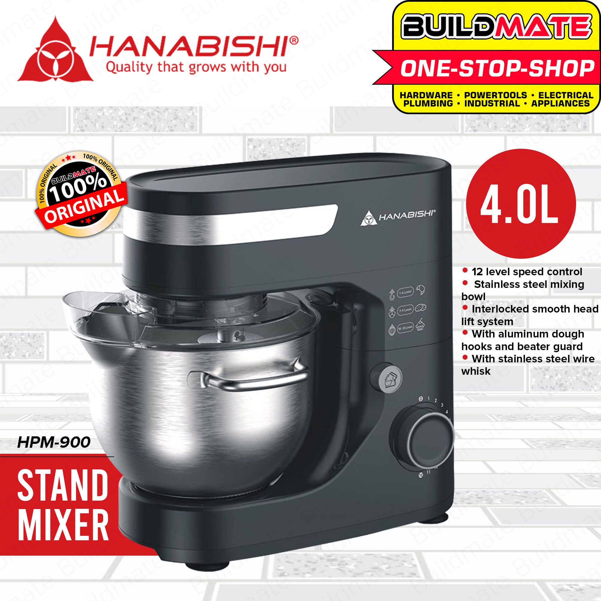 HANABISHI Professional Stand Mixer Baking Mixing with Stainless Whisk 4