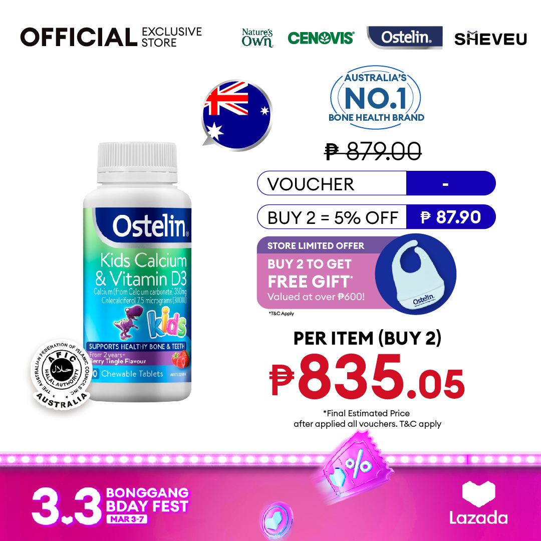 [Australia Halal Certified] Ostelin Kids Calcium & Vitamin D3 Chewable ...