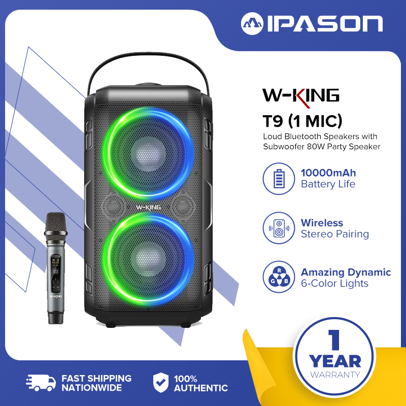 W-KING T9 Loud Bluetooth Speakers with Subwoofer 80W Party