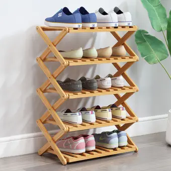 5 Tier Bamboo Shoe Rack Organizer Wooden Storage Shelves 50cm Lazada Ph