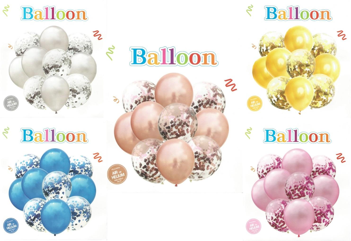 Plain and Confetti Balloon Set 10 pieces review and price