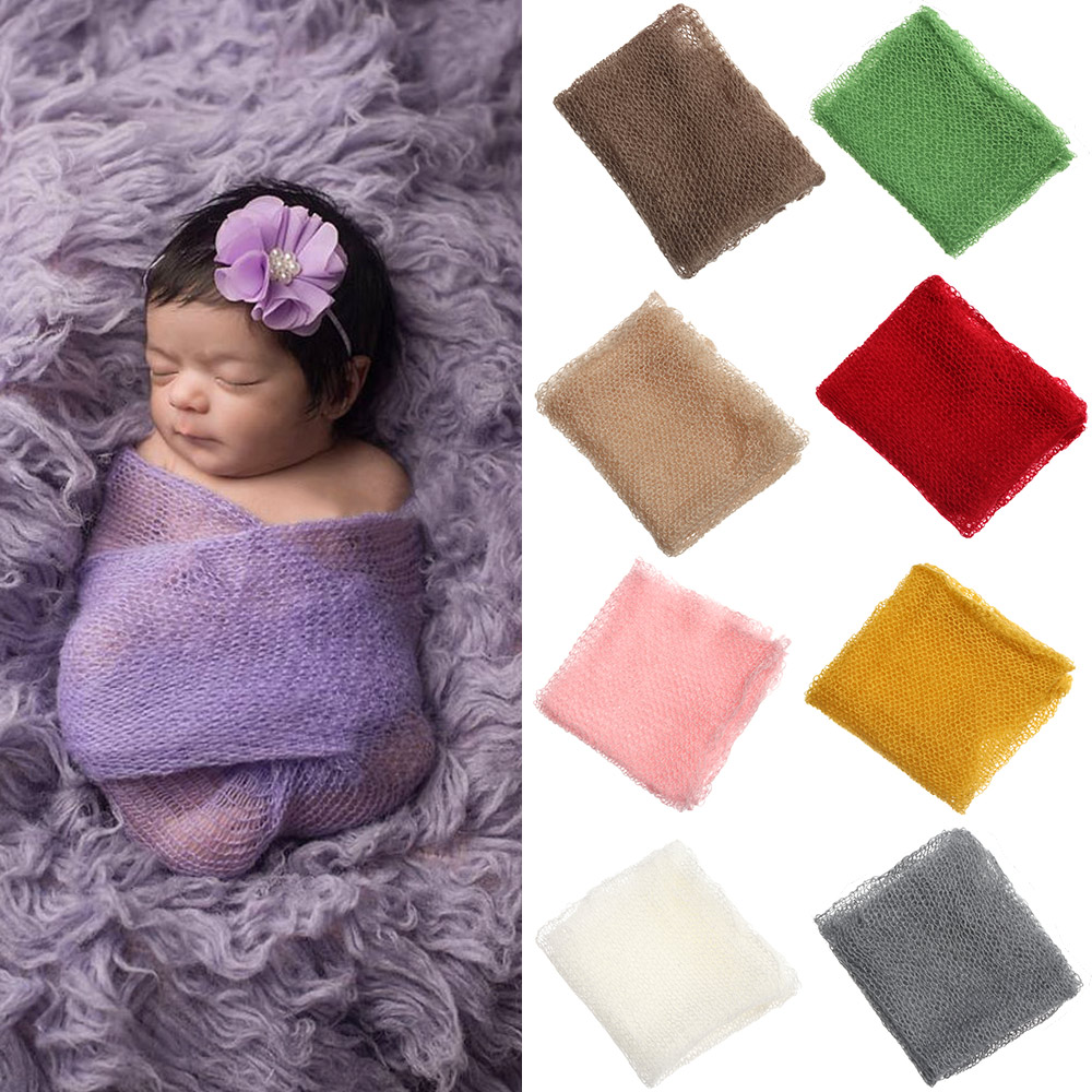 ZHONGCHUAN1997 1pc Luxury Warm Winter Soft Long Auxiliary Elastic Baby Photography Props Blanket Newborn Wrap Stretch Knit Wrap