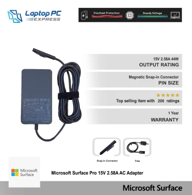 Surface Pro Laptop Charger 44W 15V 2.58A Power Supply Compatible with Microsoft Surface Pro 6 Pro 4 Pro 3,Surface Laptop 2,Surface Go, Surface Book.