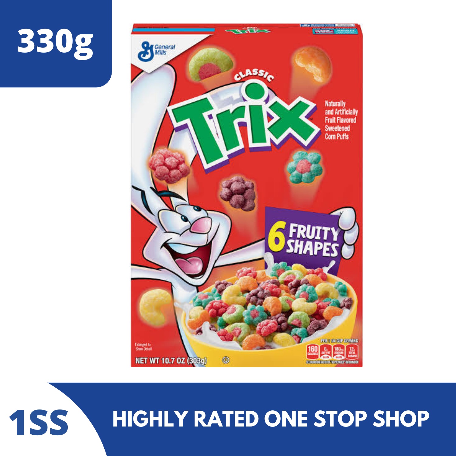 Trix, Fruit Flavored Corn Puffs Cereal 330g 