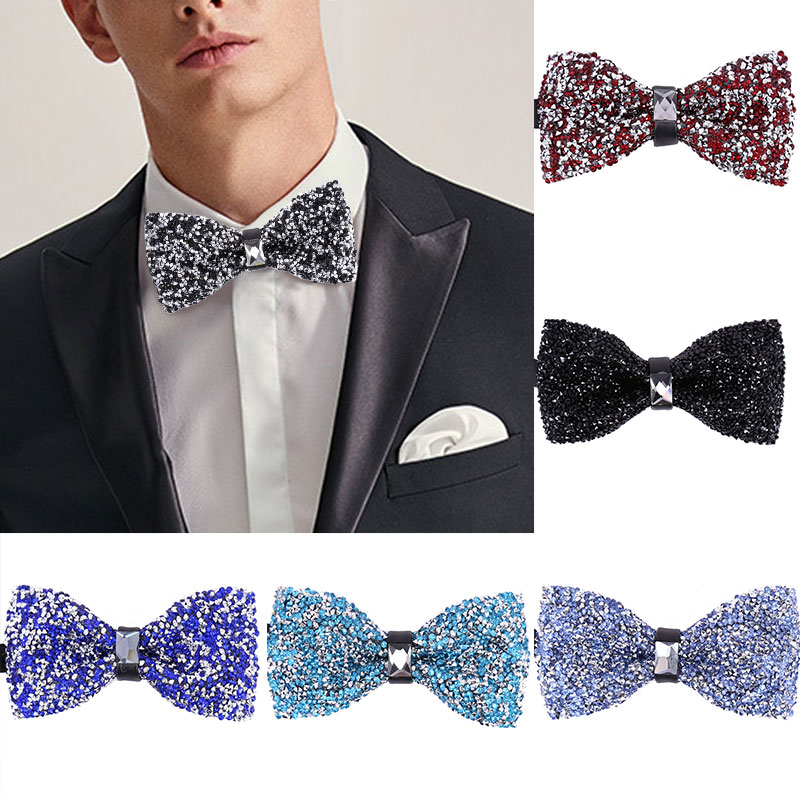 Classic Bow Tie Set 50 Colors Wedding Crystal Grey Blue Solid Novelty Tuxedo 