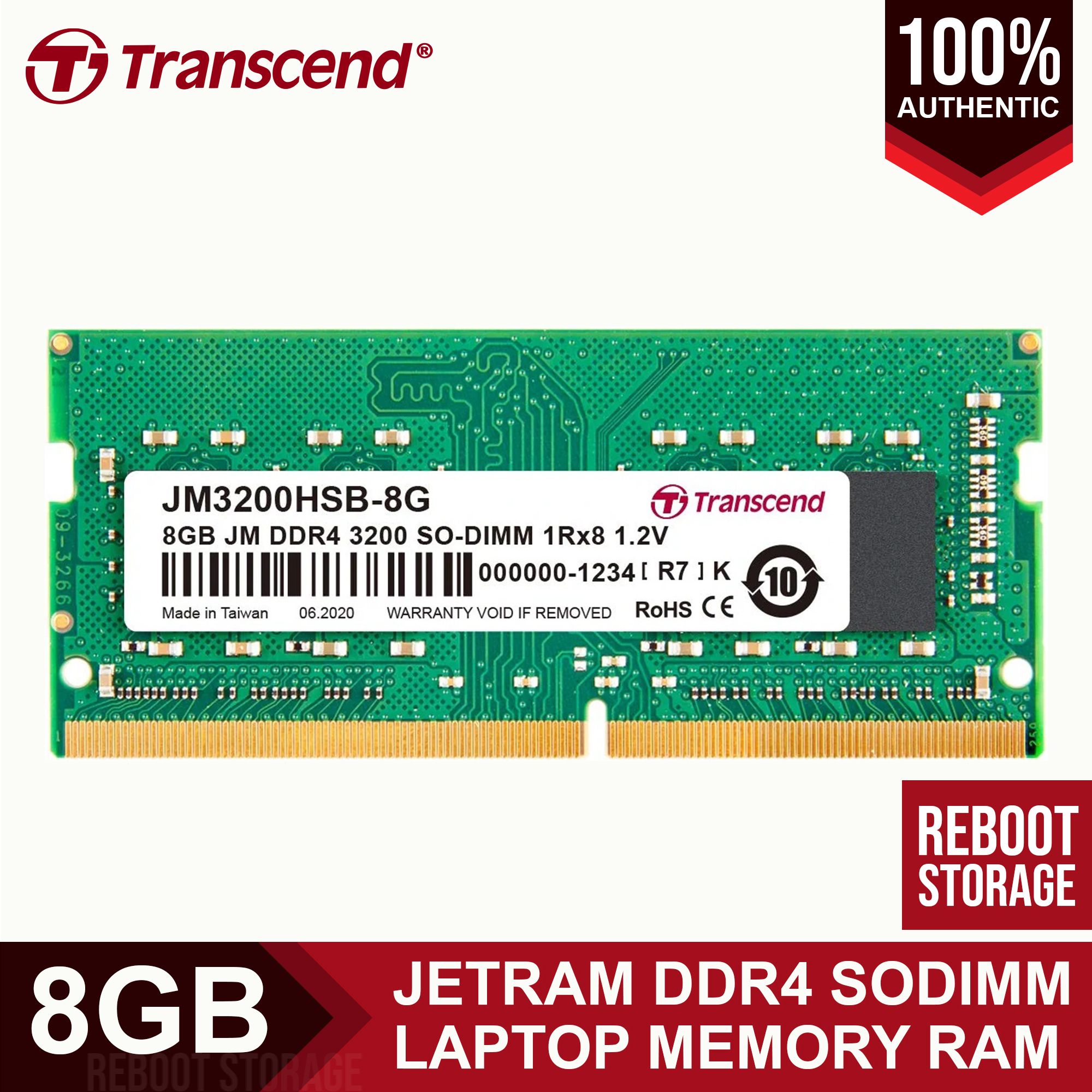 Transcend JetRam 8GB DDR4 3200 MHz SODIMM Laptop Memory Ram Year