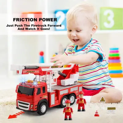 Fire Truck Toy Friction Power with Lights and Sounds