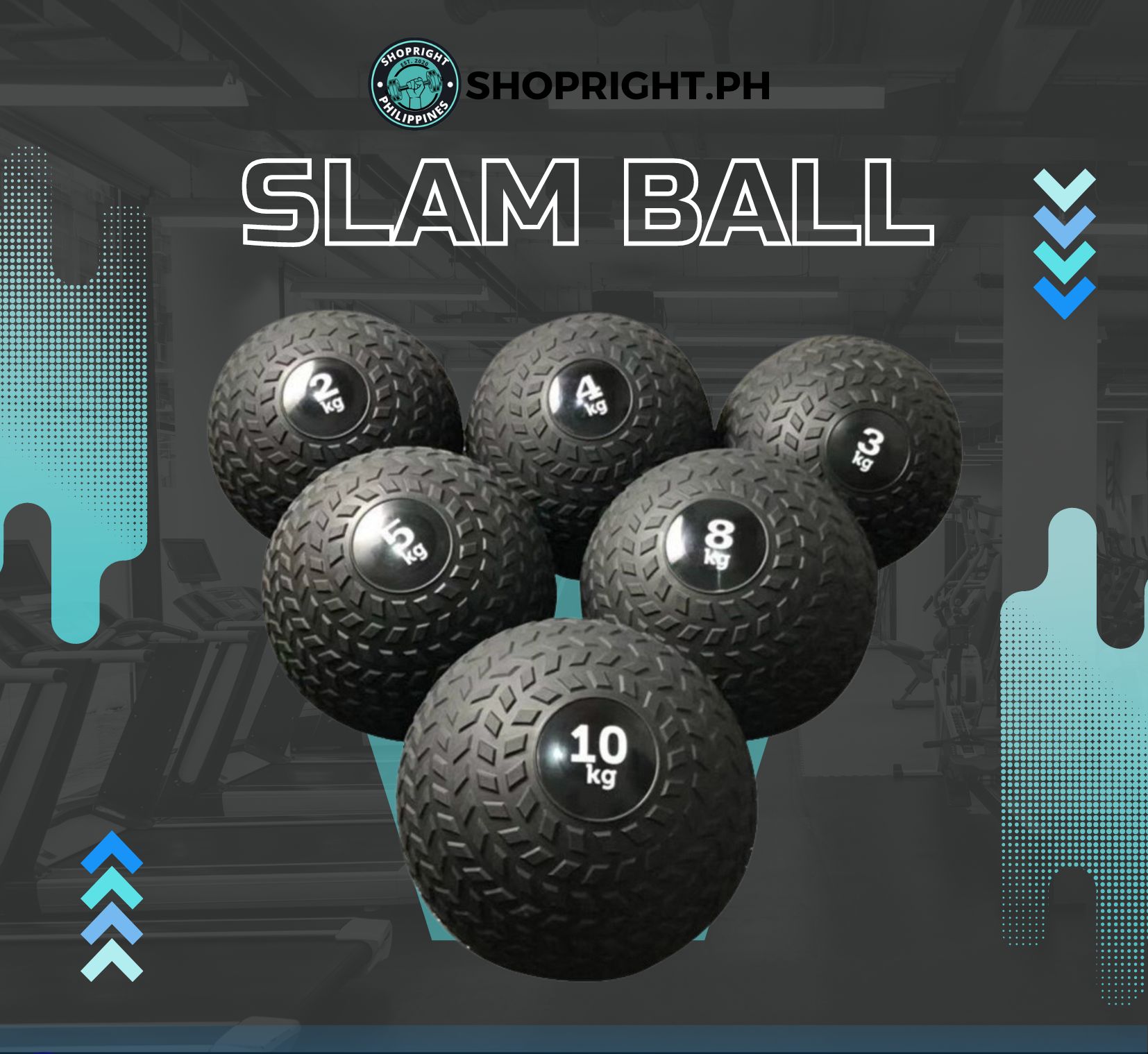 2 10kg Slam Ball Medicine Ball Exercise Ball Sports Crossfit Home