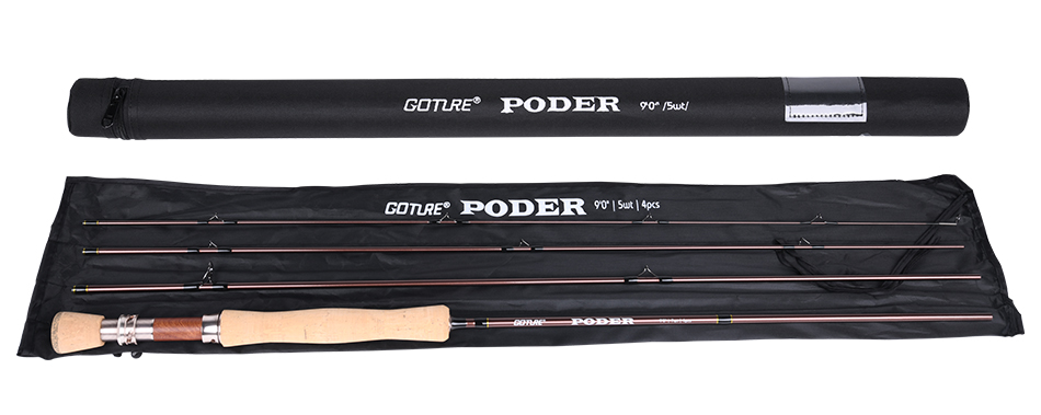 Goture PODER Fly Fishing Rod 4/5/7/8 WT 2.7m/9ft Fly Rod for Trout Bass  Salmon 30+36T Carbon Fiber Fly Travel Rod with Hard Case