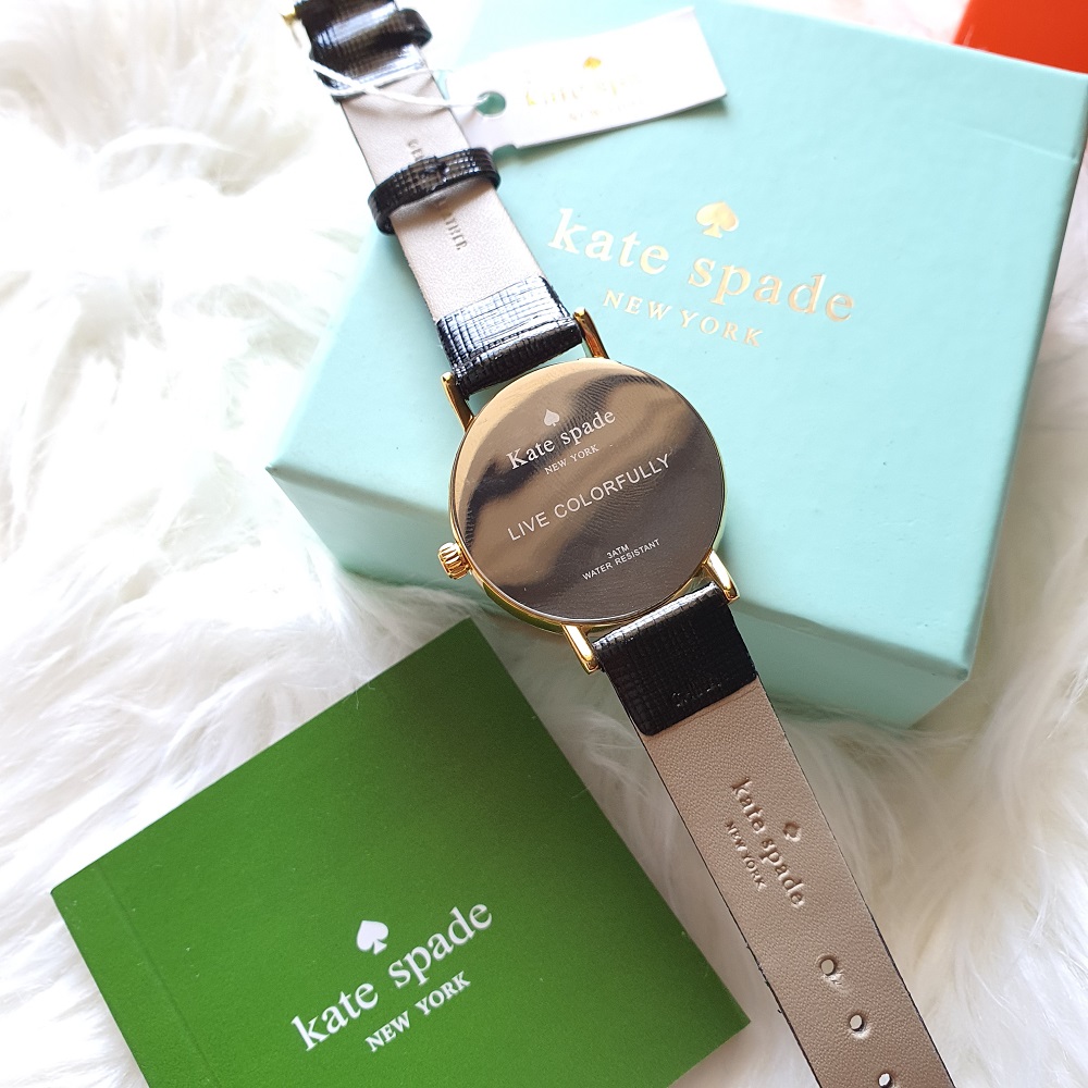 Kate Spade Metro Wink Cream Ladies Watch White Dial Black Leather