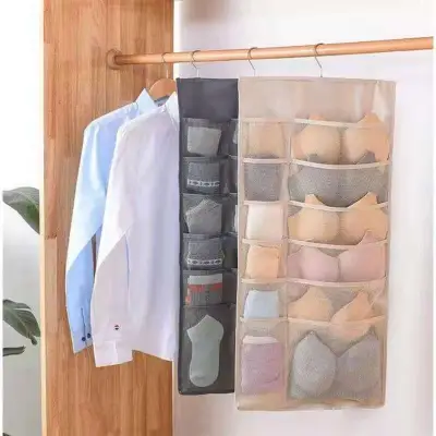 30 Grids Wall Hanging Storage Bag Breathable Double-sided Underwear Bra Sorting Bag