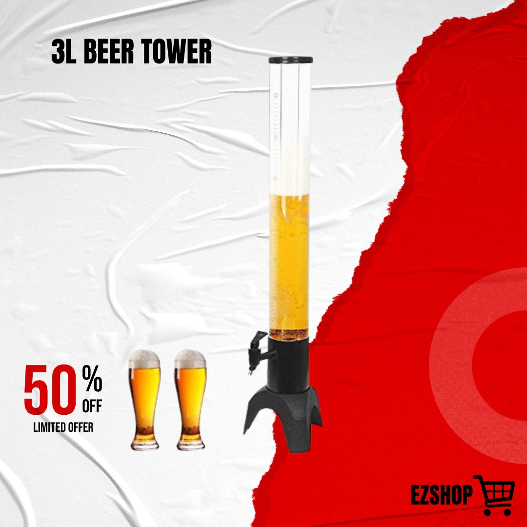 EZ Shop 3L Beer Tower Removable Ice Tube Threelegged Beer Tap Tower 3L
