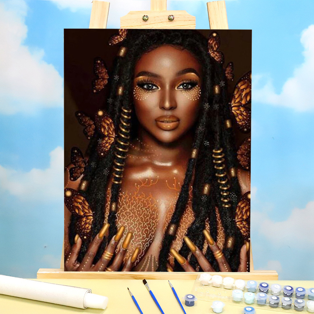 African Woman DIY Paint By Numbers Set Oil Paints 50*70 Boards By Numbers Home Decor For Adults