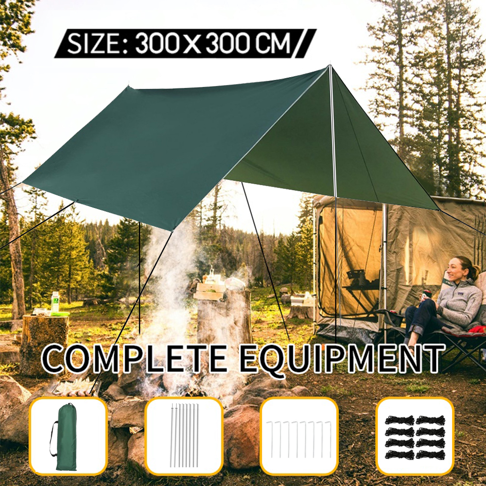 3x3m Awning Waterproof Tarp Tent Shade Ultralight Garden Canopy Anti ...